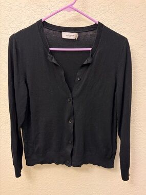 Coach Black Women's Button-Up Cardigan Sweater SZ M Quiet Luxury Preppy